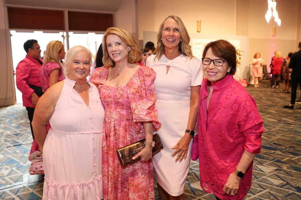Long-time "In the Pink of Health" supporters Jennie Moran, Kelly Hull, Dee Gelsomini and Mary Ann Young at the October 25 luncheon at The Woodlands Waterway Marriott. (Photo courtesy In the Pink)